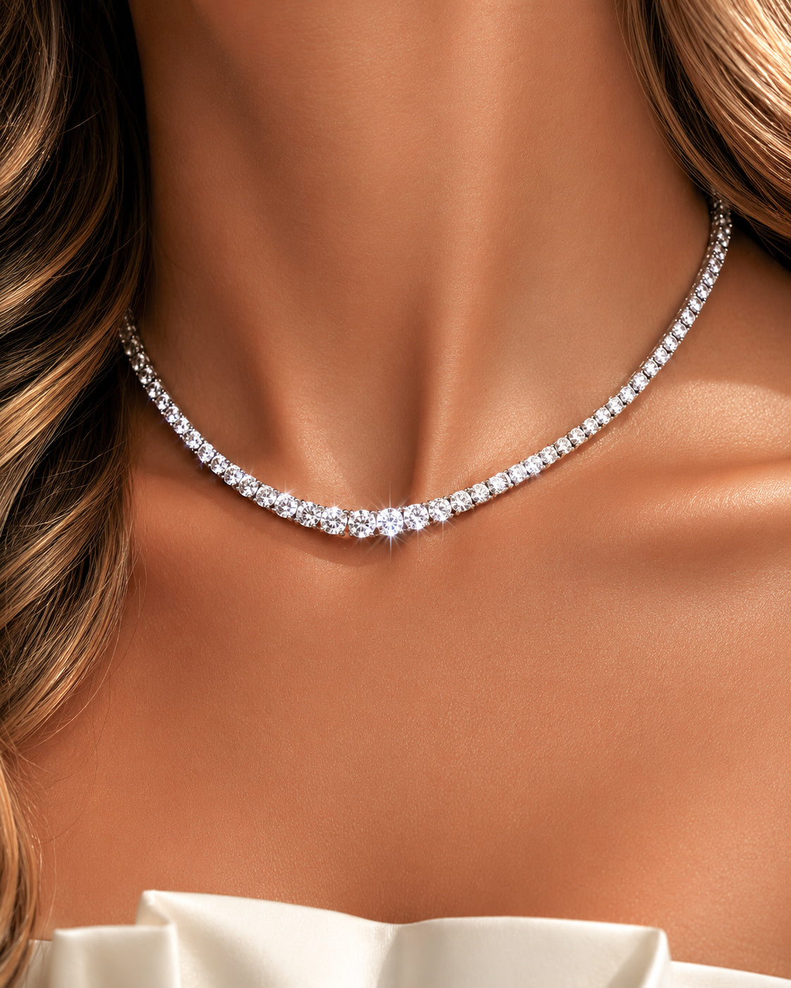 Colar Riviera Graduada Moissanites Luxo