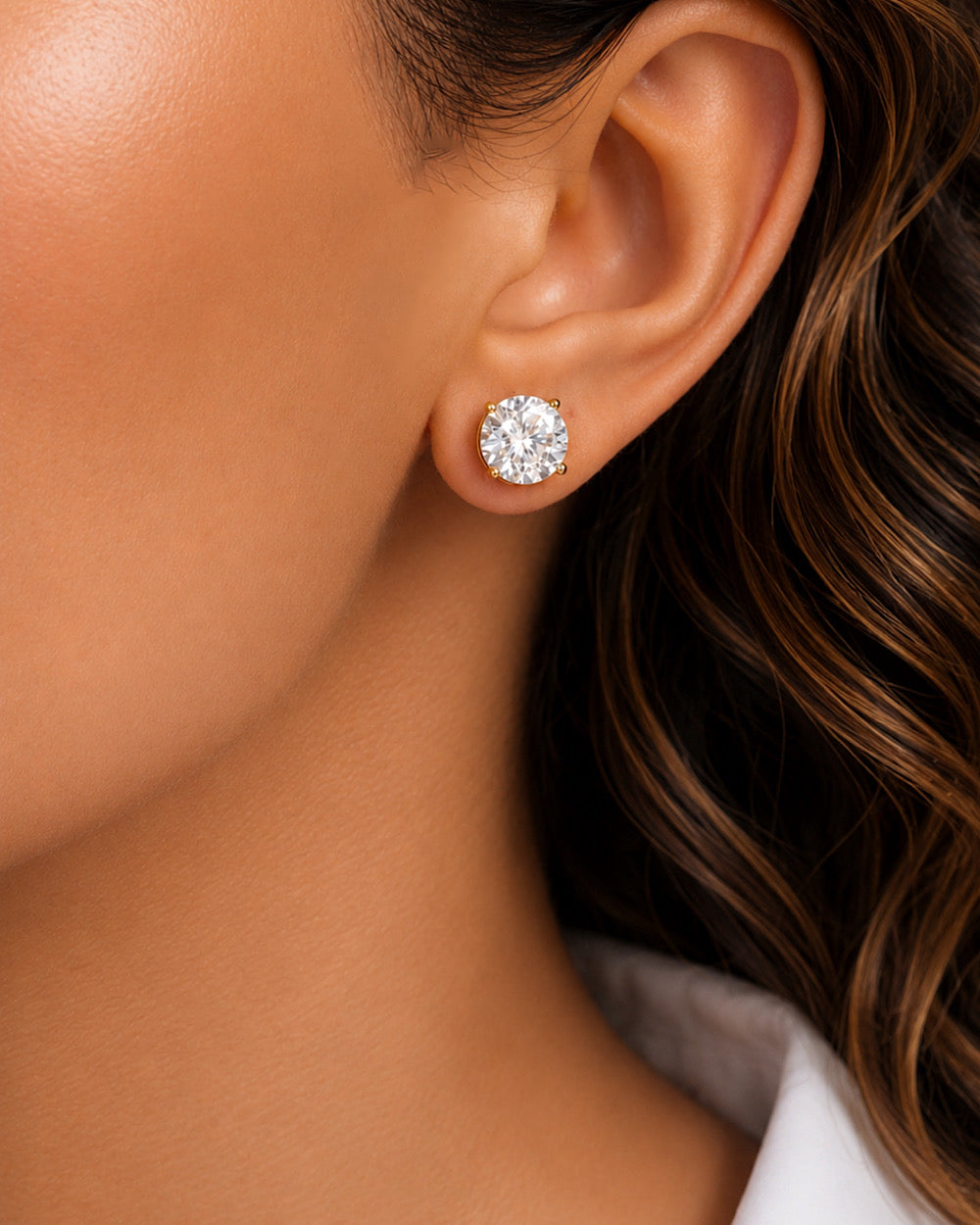 Brinco Solitário Clássico Moissanite Luxo Gold 4ct