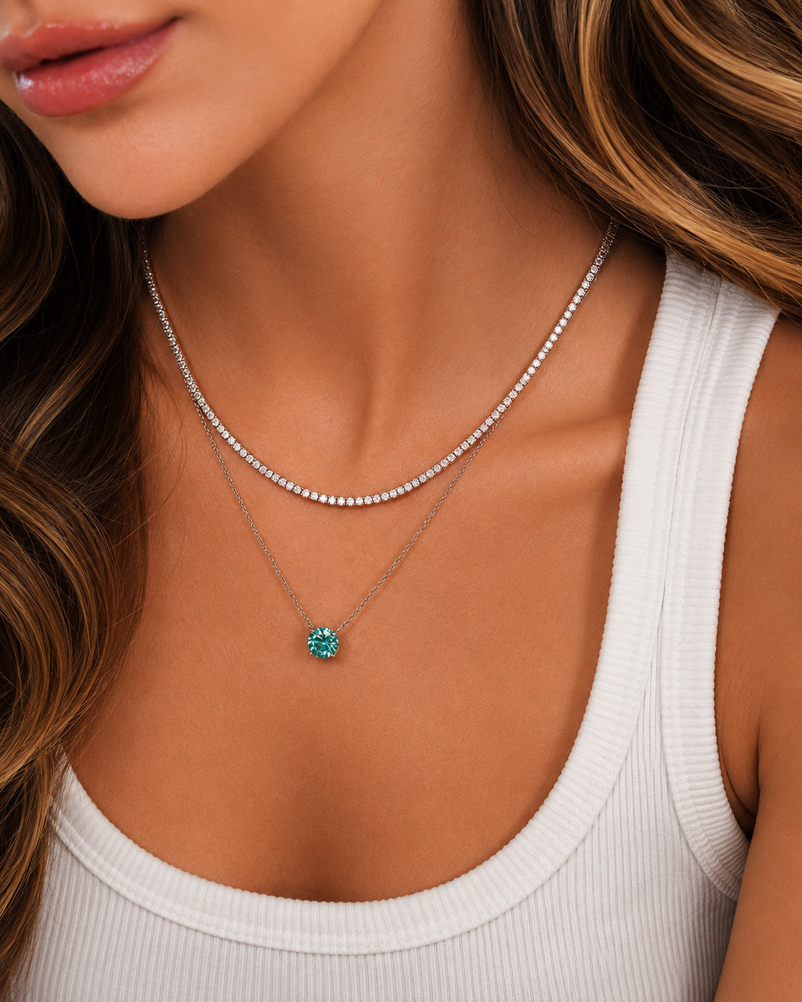 Colar Ponto De Luz Moissanite Blue Sky 2ct