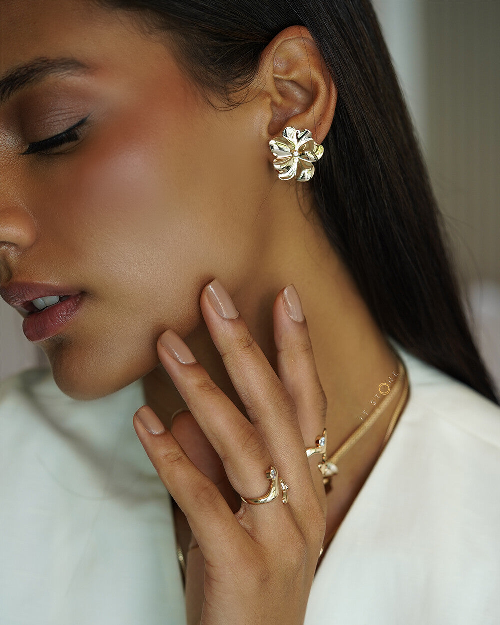 Brinco Flor Luxo Gold