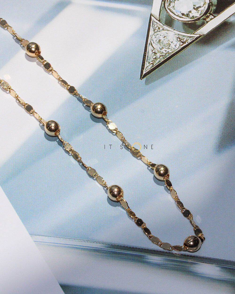 Colar Shiny Bolinhas Gold 65cm