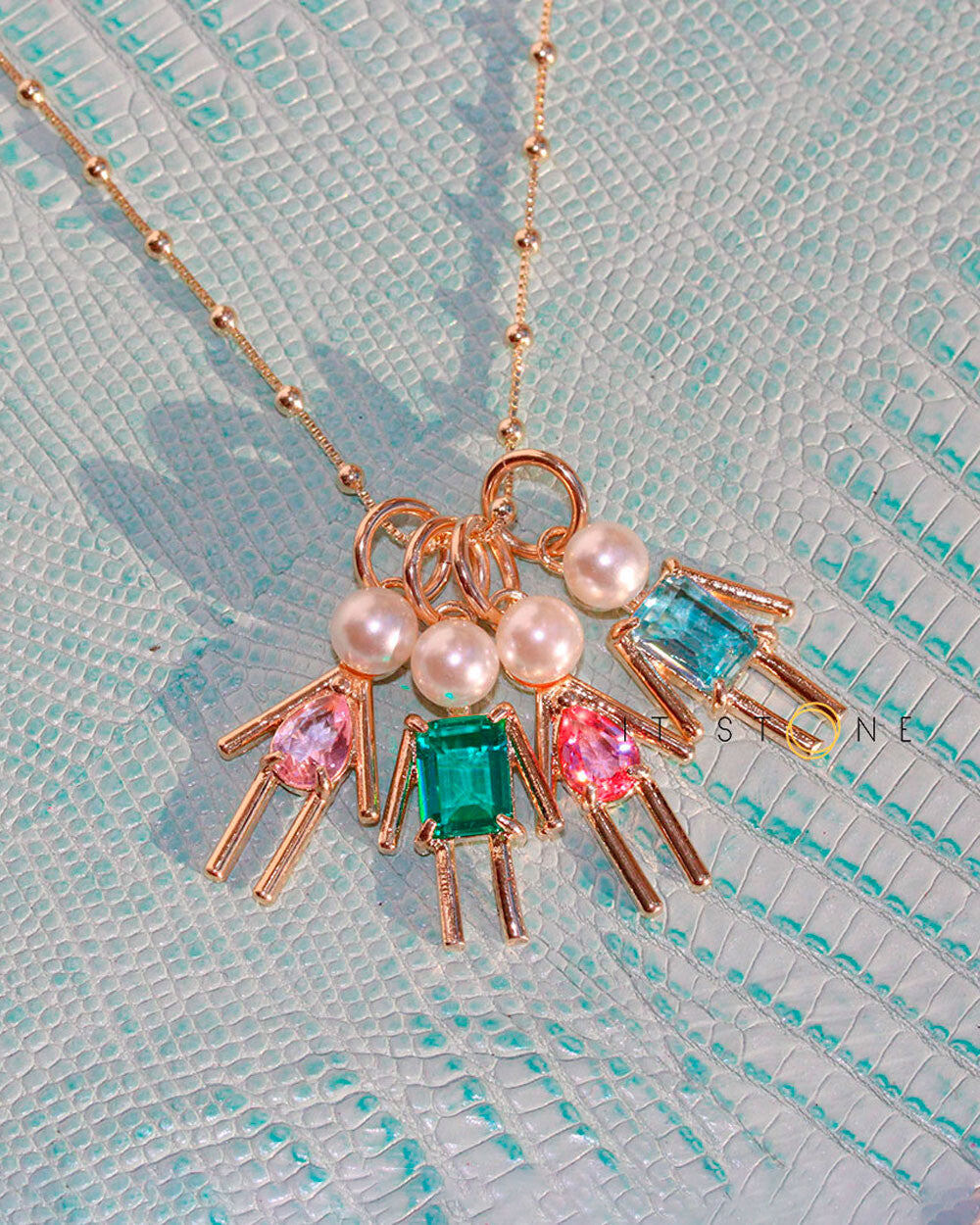 Pingente Filho Menina Safira Rosa Gold