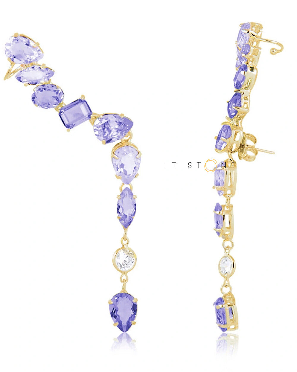 Ear Cuff Multi Lapidação Dangle