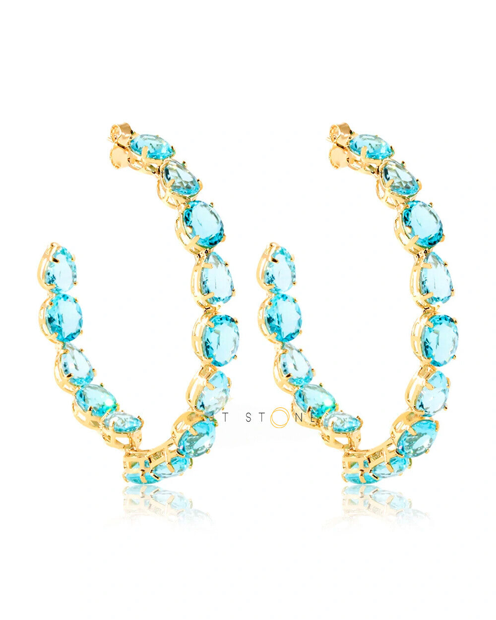 Maxi Argola Pedras Água Marinha