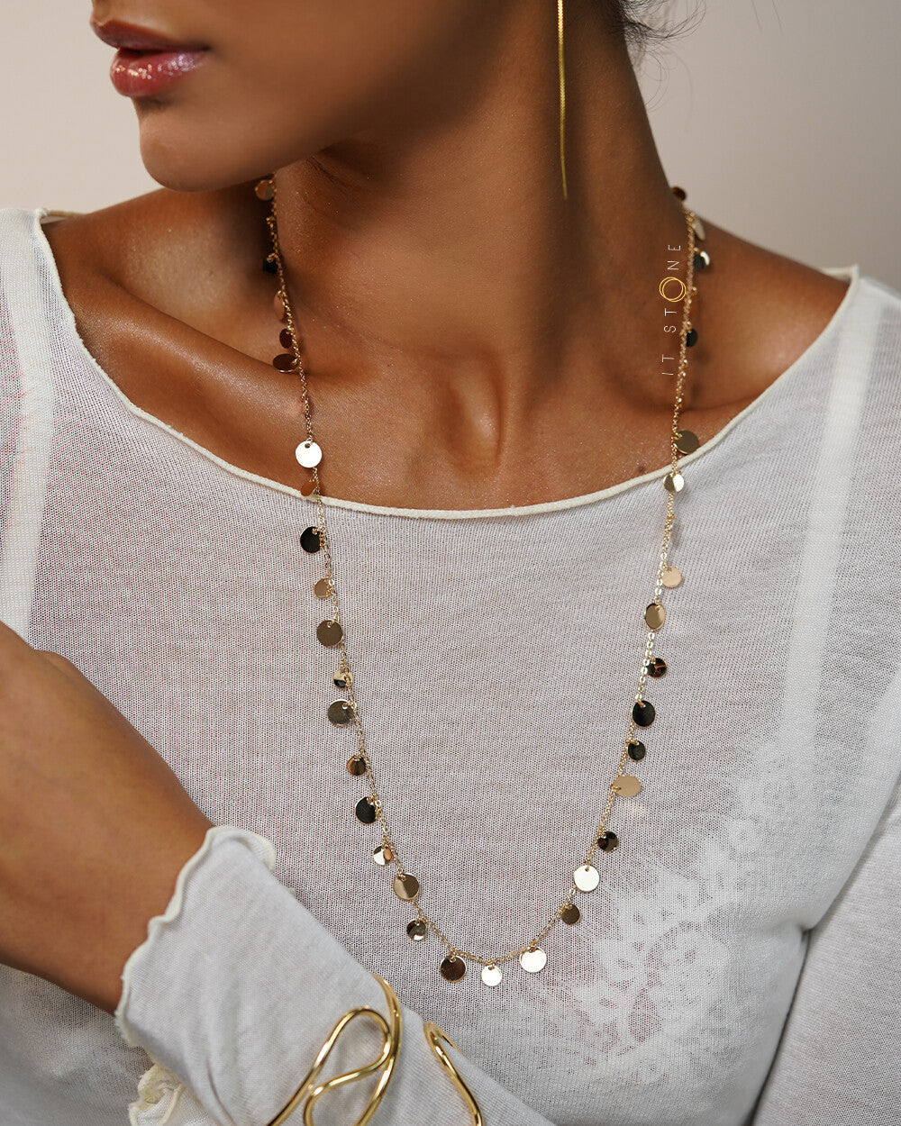 Colar Plaquets 70cm Gold