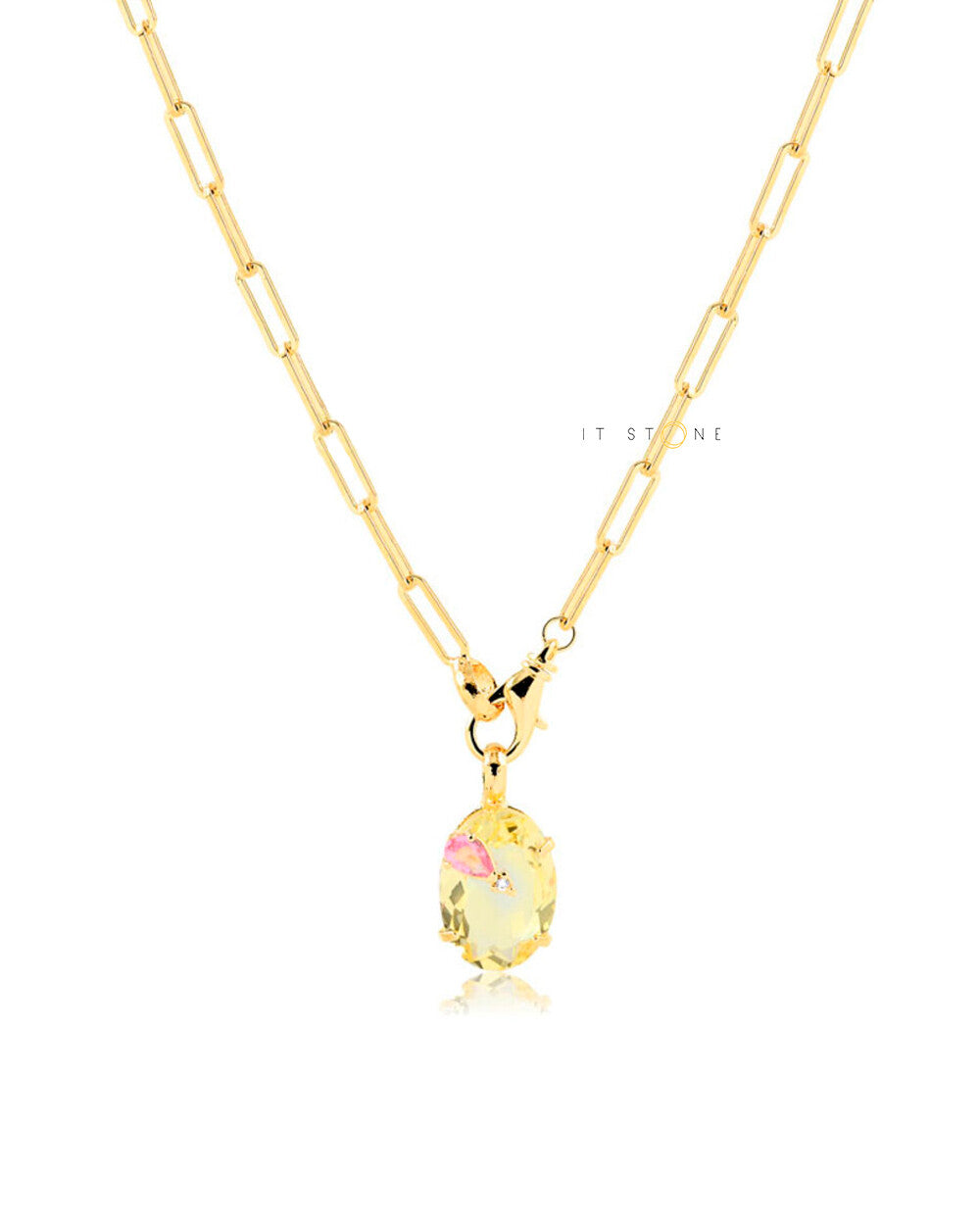 Colar Links Oval Fancy Yellow