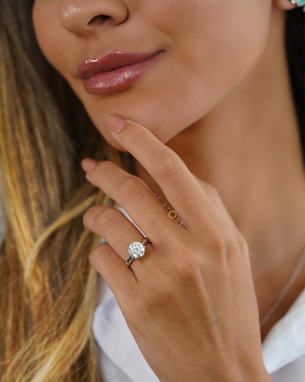 Anel Solitário Clássico Moissanite 2ct