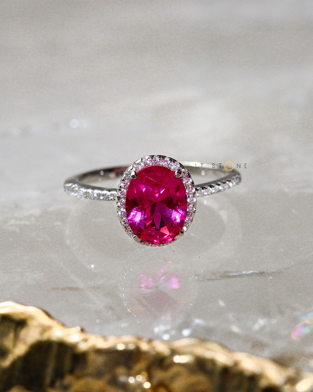 Anel Oval Turmalina Pink