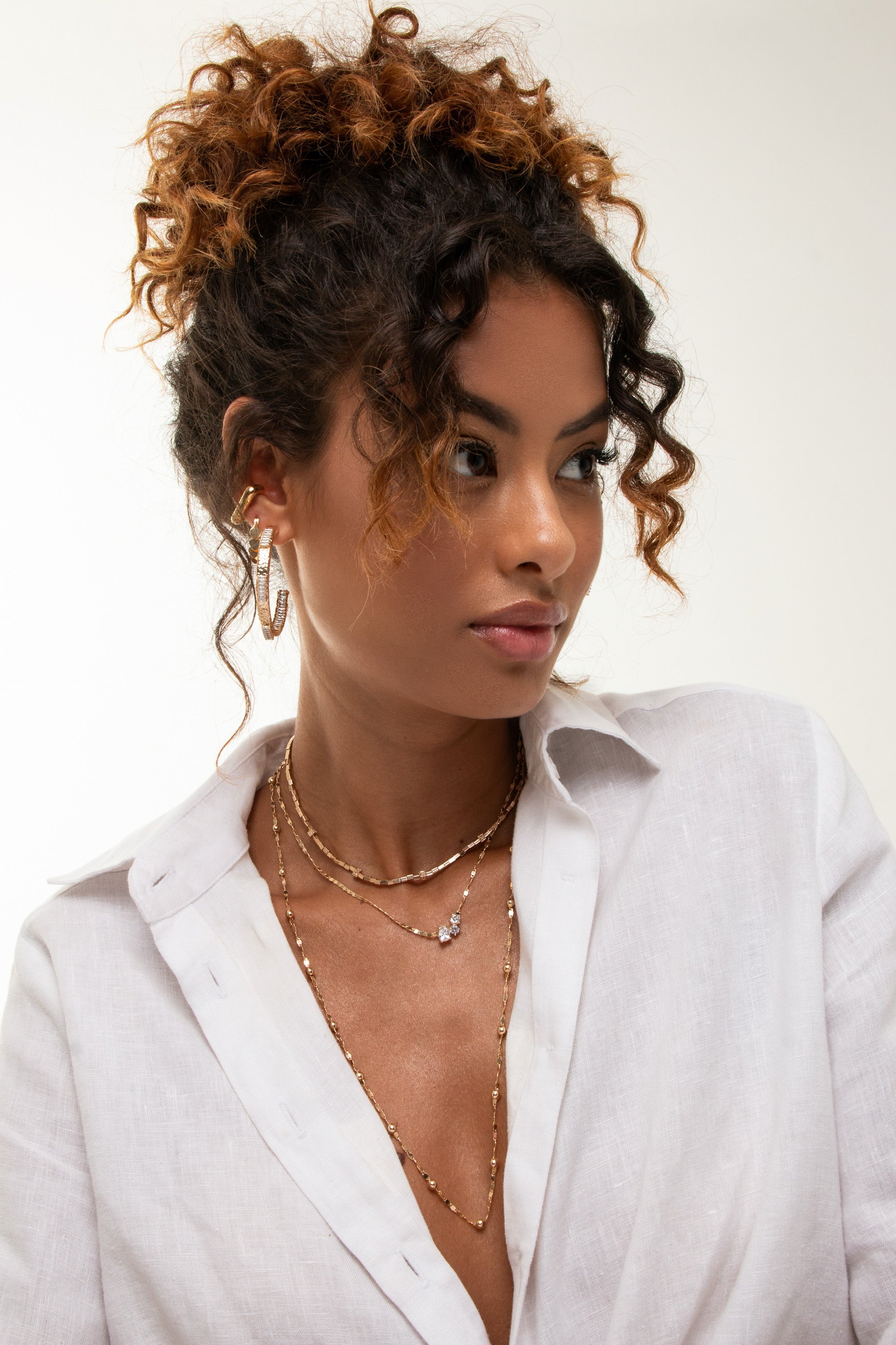 Colar Shiny Bolinhas Gold 65cm