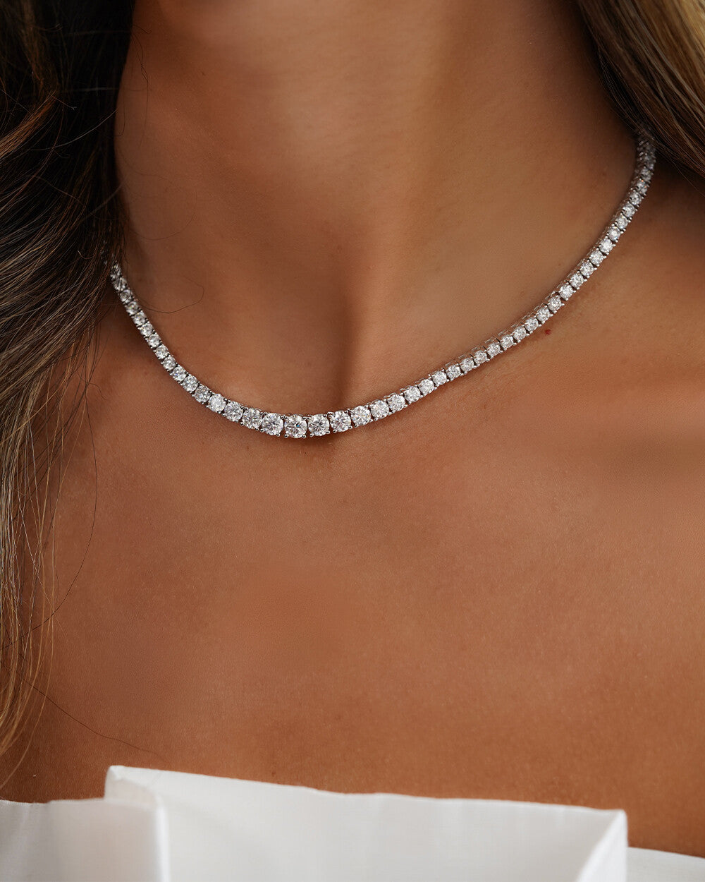 Colar Riviera Graduada Moissanites Luxo