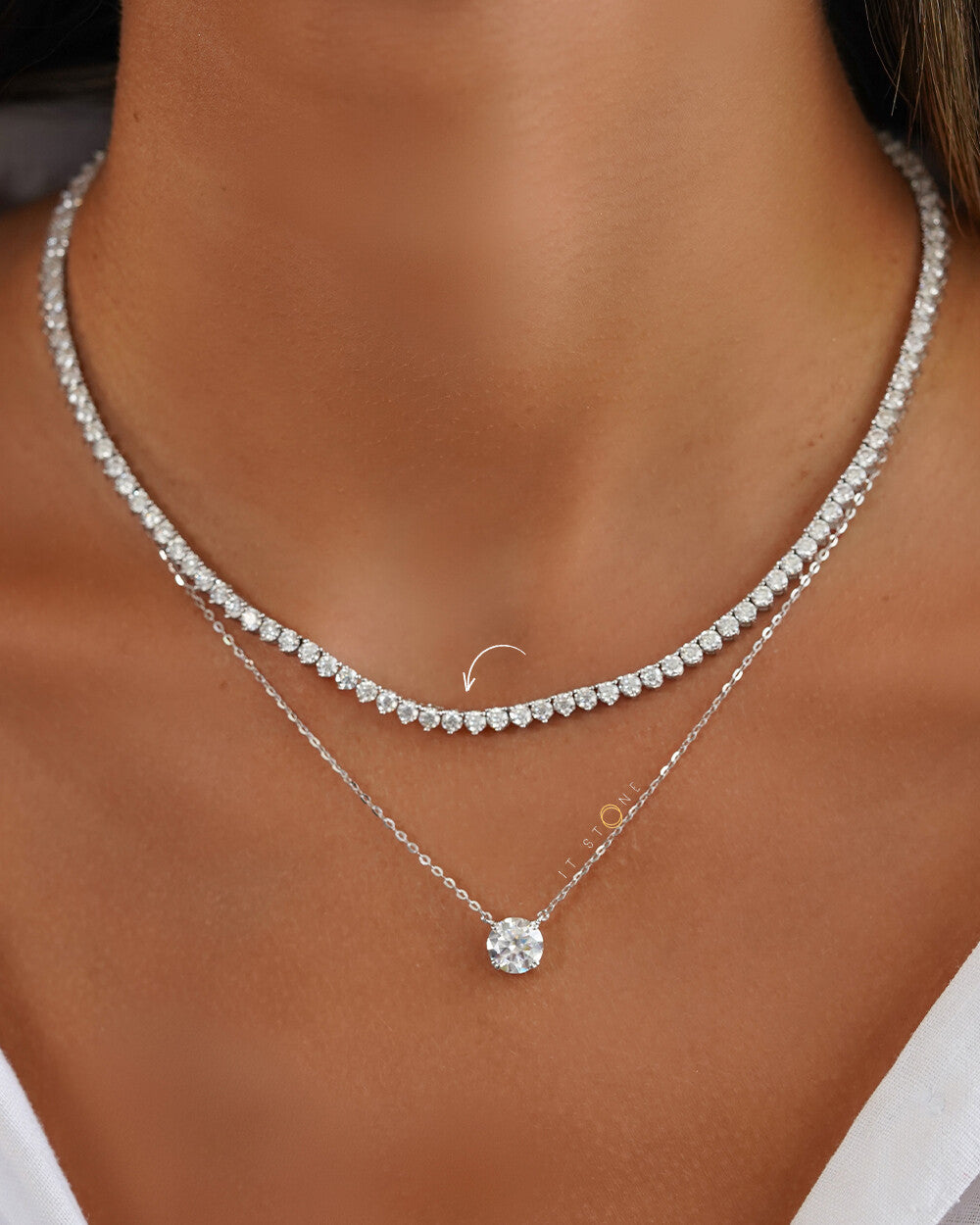 Colar Riviera Moissanite 10 Pontos 40 cm