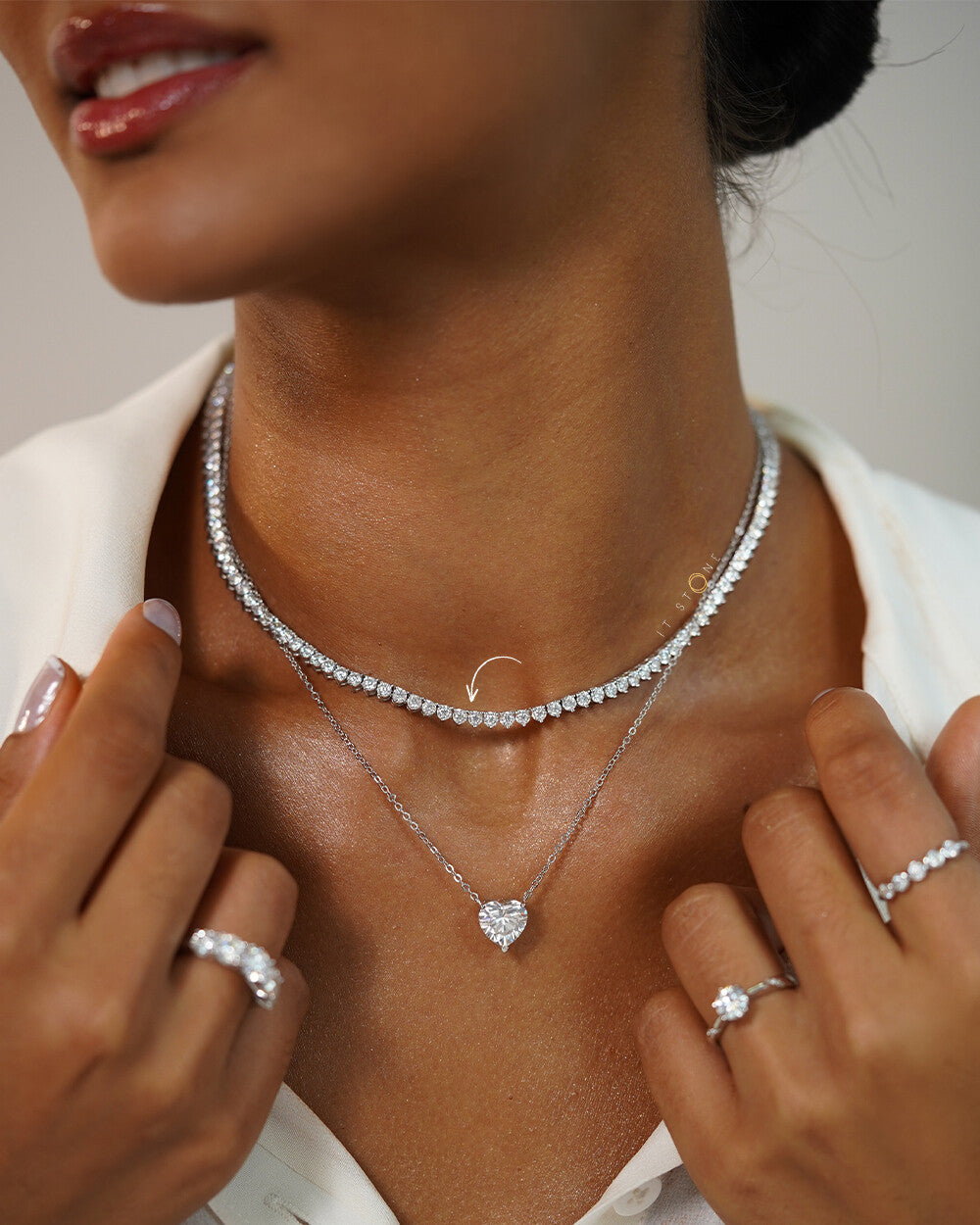 Colar Riviera Moissanite 10 Pontos 40 cm