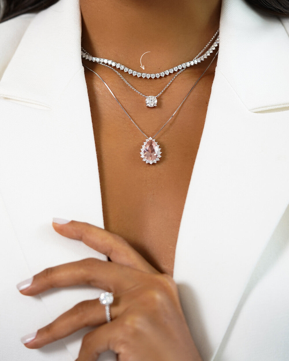 Colar Riviera Moissanite 10 Pontos 40 cm