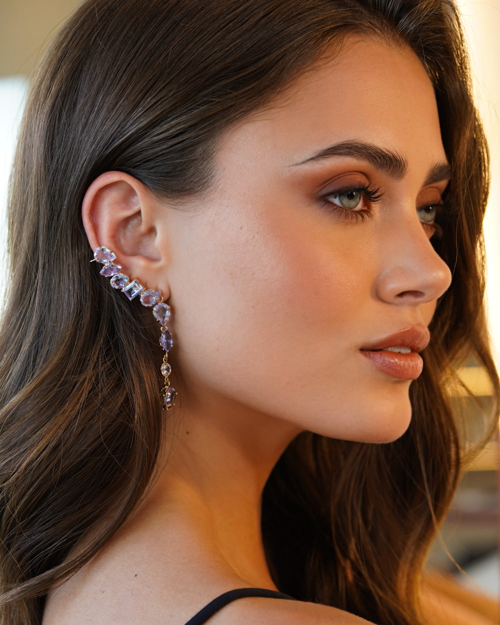 Ear Cuff Multi Lapidação Dangle