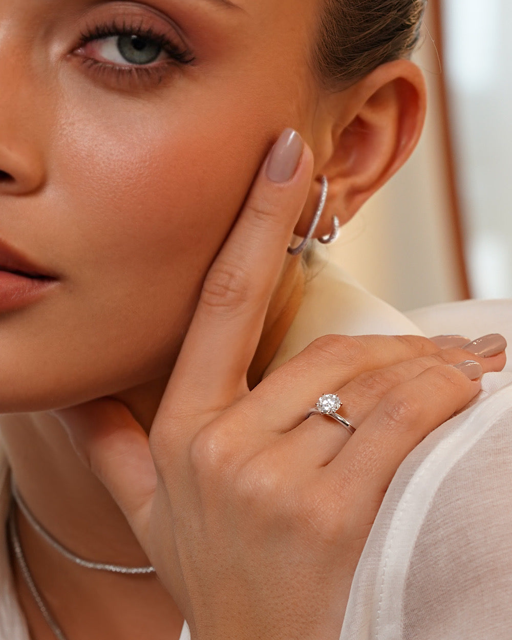 Anel Solitário Clássico Moissanite 1ct