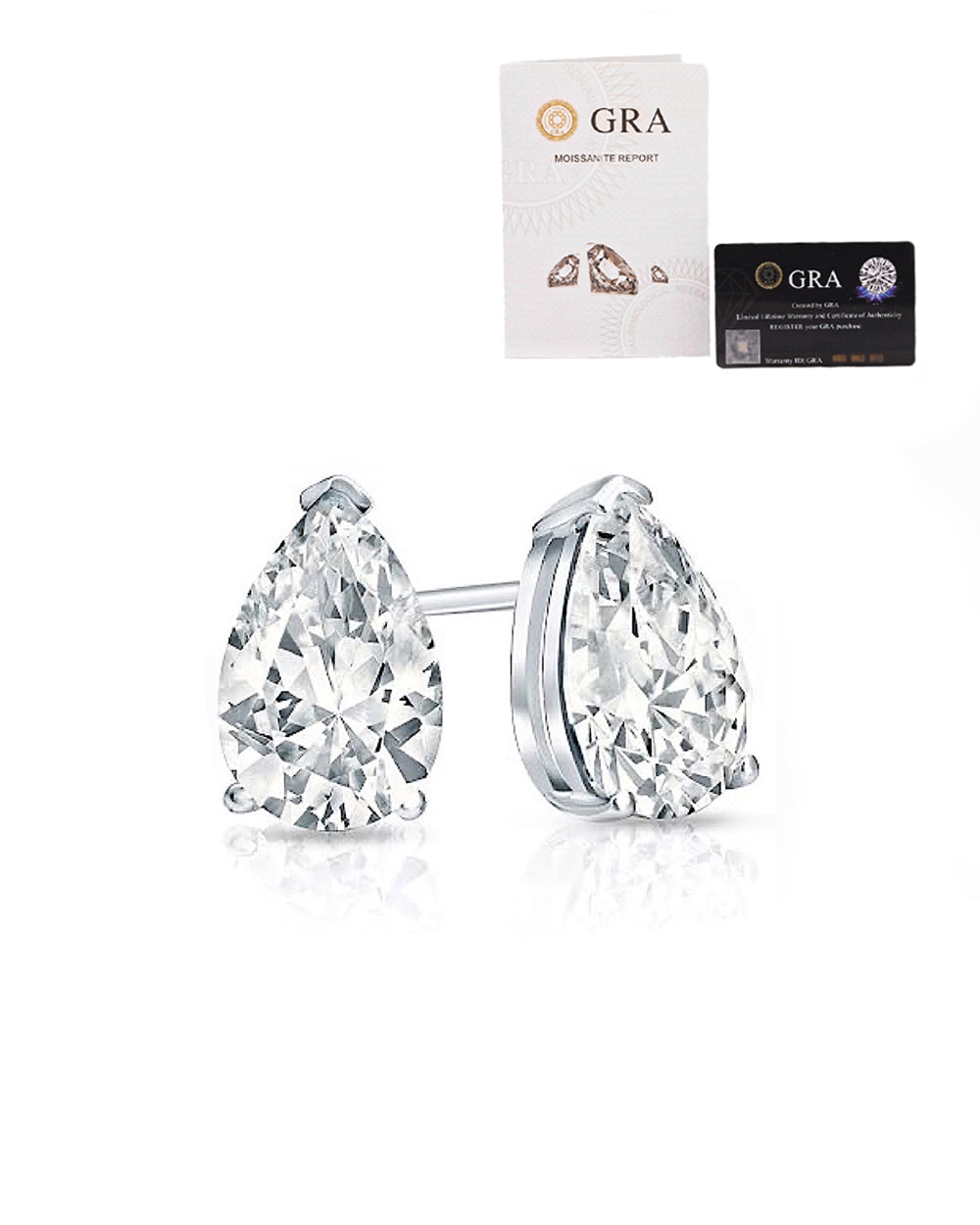 Brinco Pear Cut Moissanite 2ct