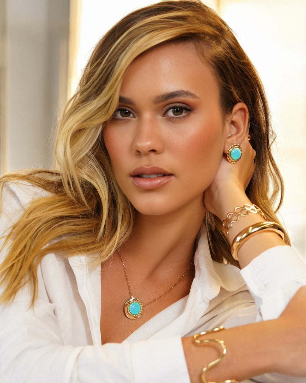 Colar Sagnier Turquesa Gold