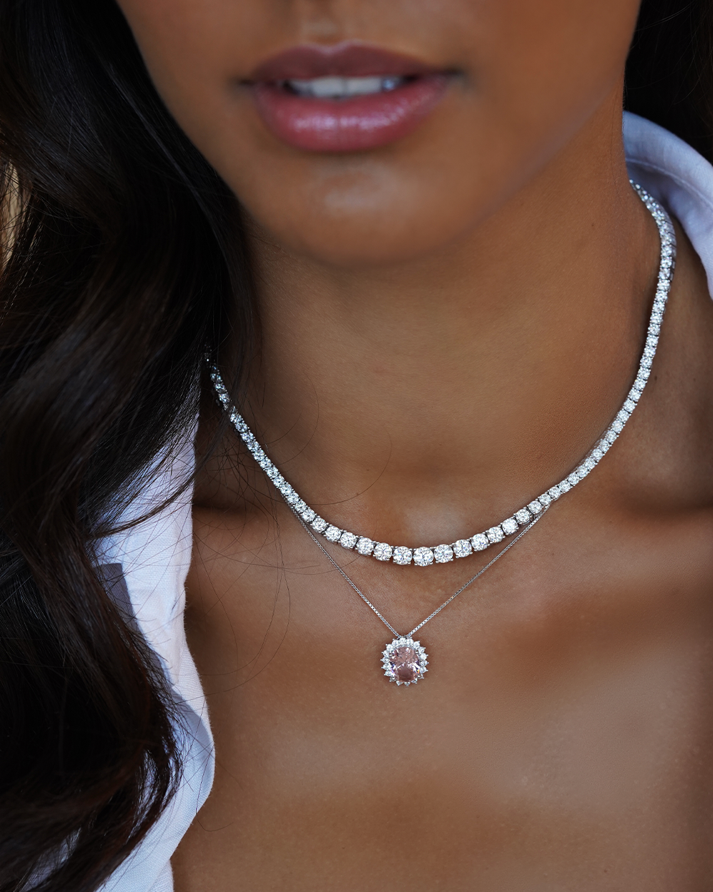 Colar Riviera Graduada Moissanites Luxo