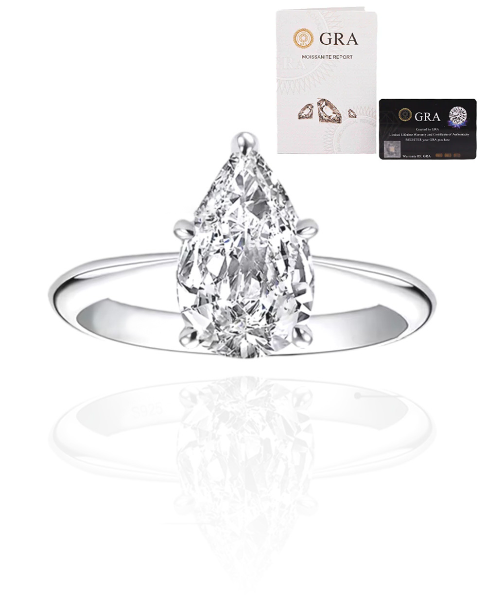 Anel Solitário Pear Shape Moissanite 2ct
