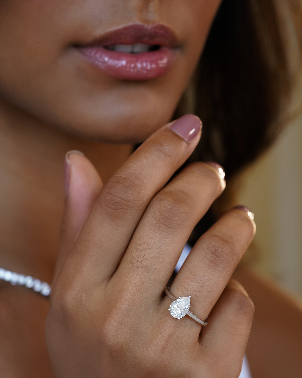 Anel Solitário Pear Shape Moissanite 2ct