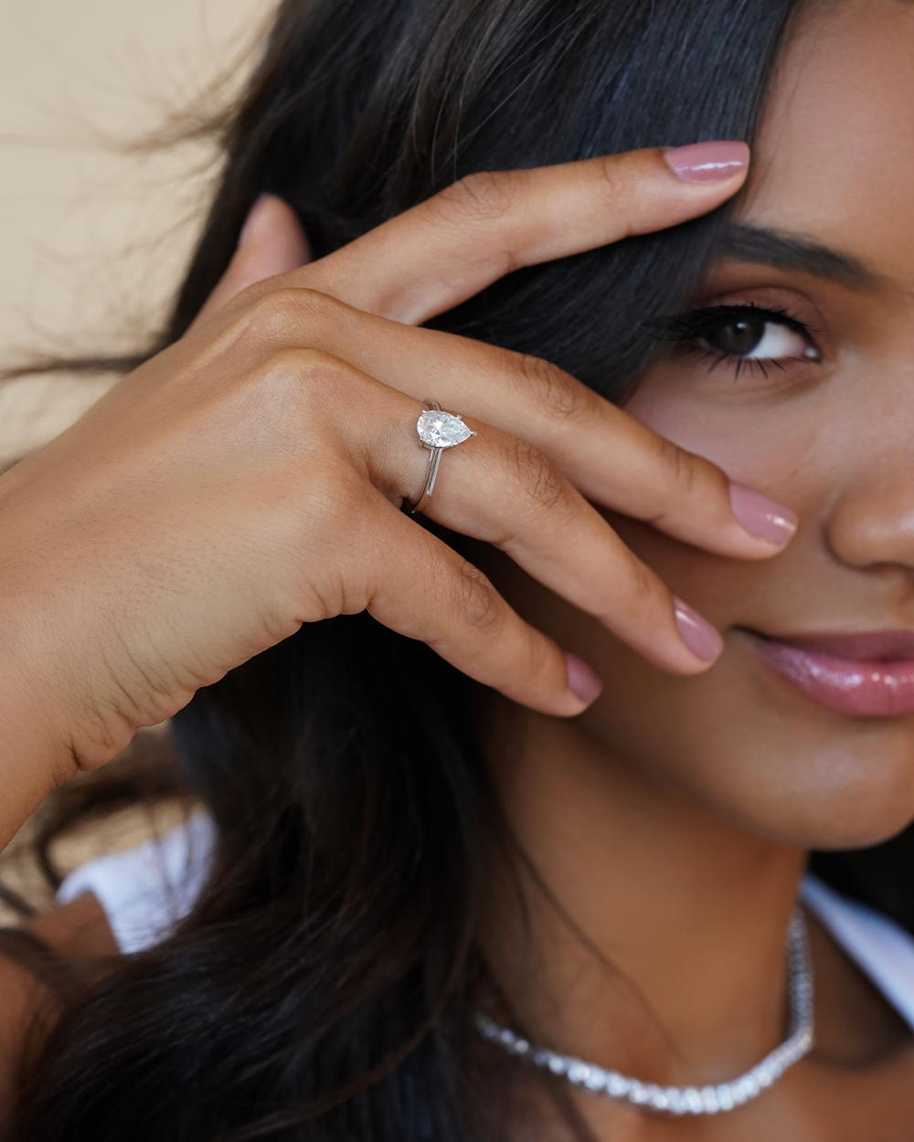 Anel Solitário Pear Shape Moissanite 2ct