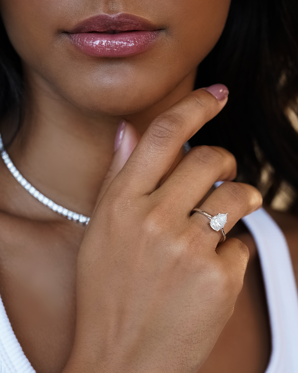 Anel Solitário Pear Shape Moissanite 2ct