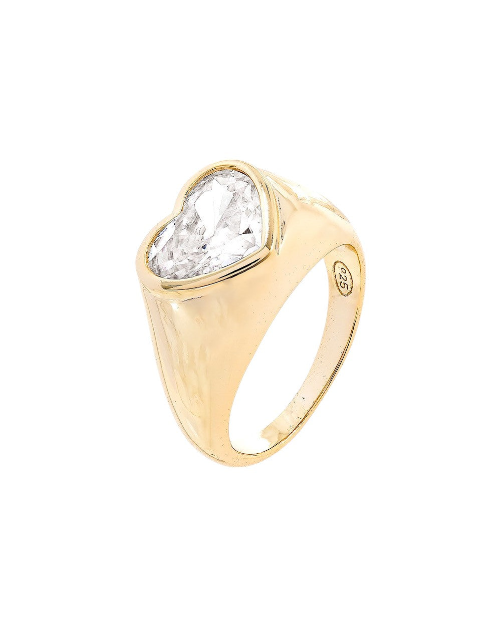 Anel Dedinho Gold Heart Luxo