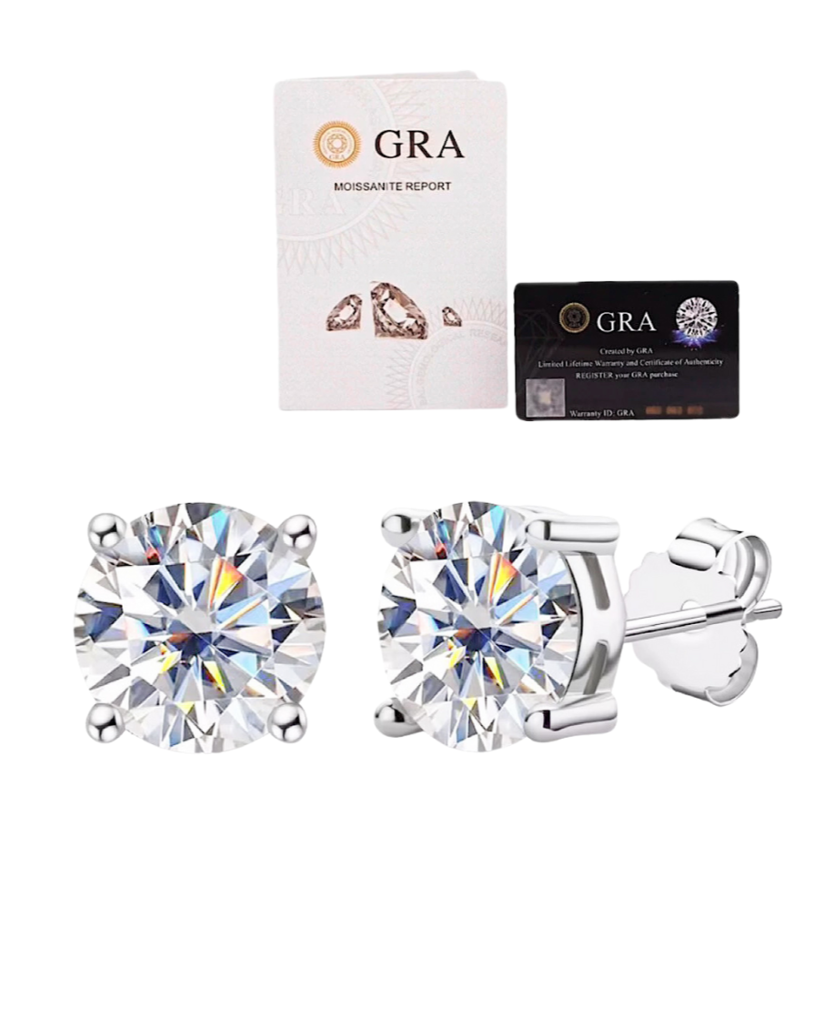 Brinco Solitário Clássico Moissanite Luxo 3ct