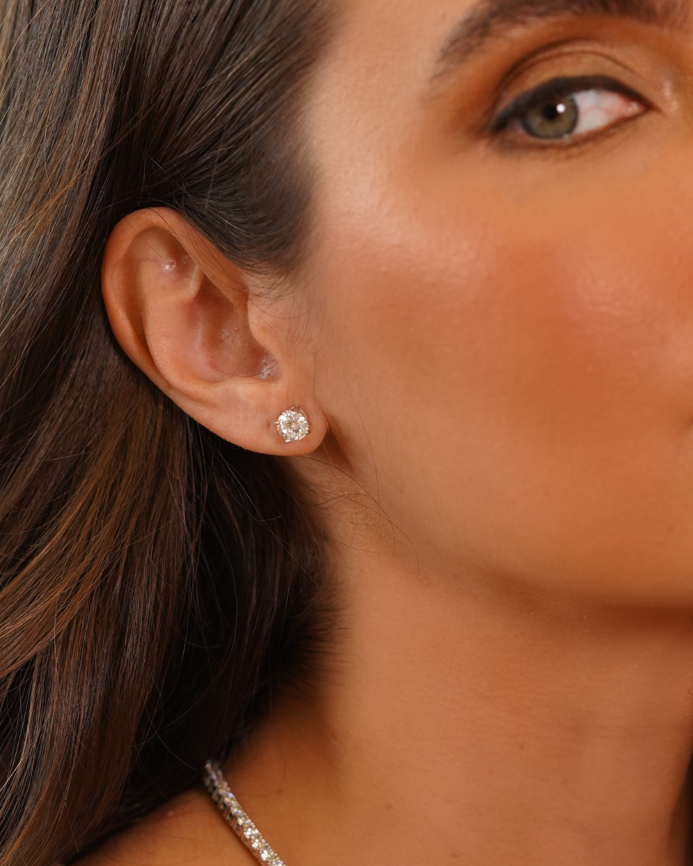 Brinco Solitário Moissanite Portuguese Cut 1ct