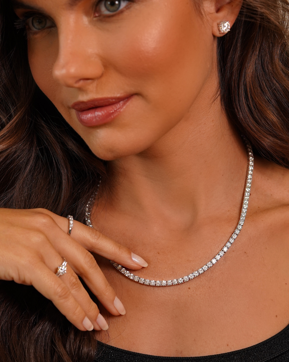 Colar Riviera Classique Moissanite 30 Pontos Luxo