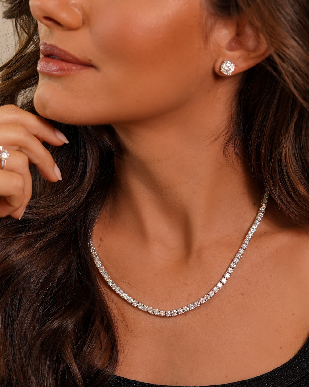 Colar Riviera Classique Moissanite 30 Pontos Luxo