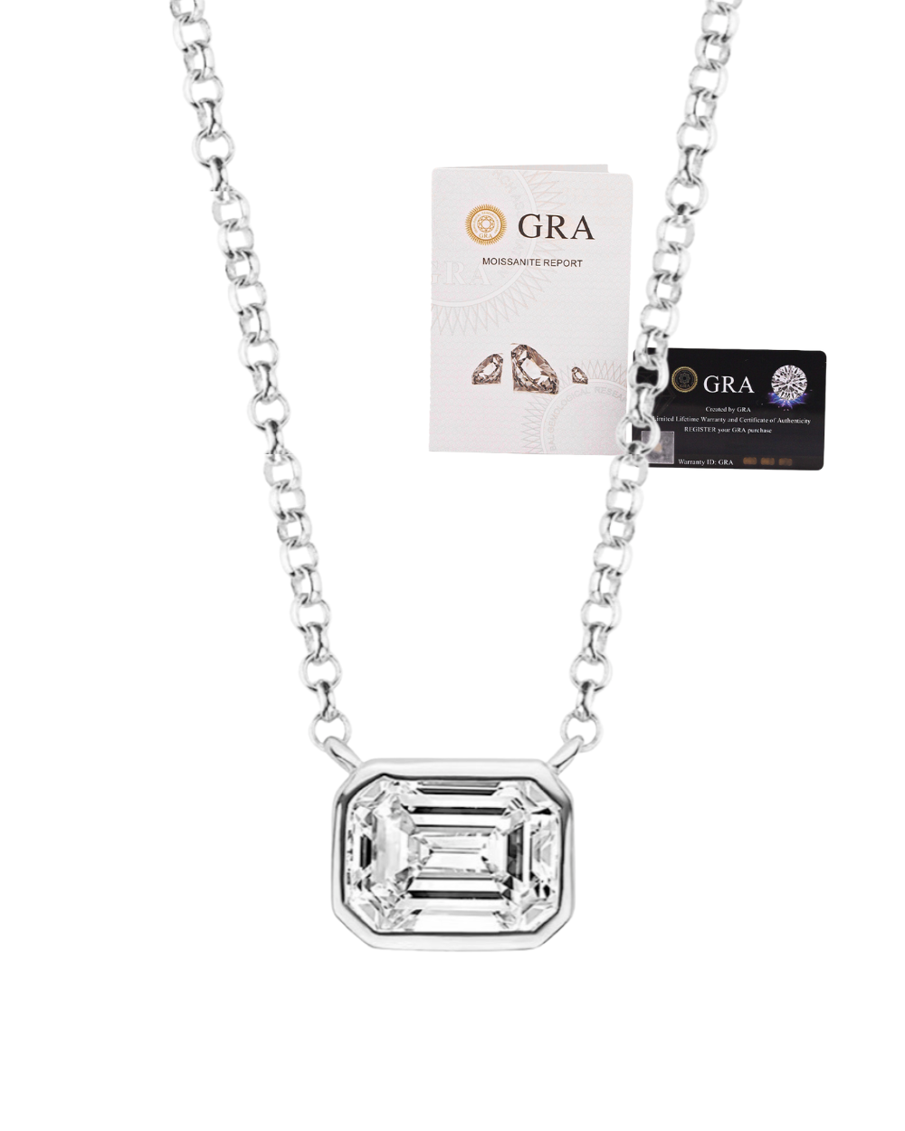 Colar Moissanite Emerald Cut