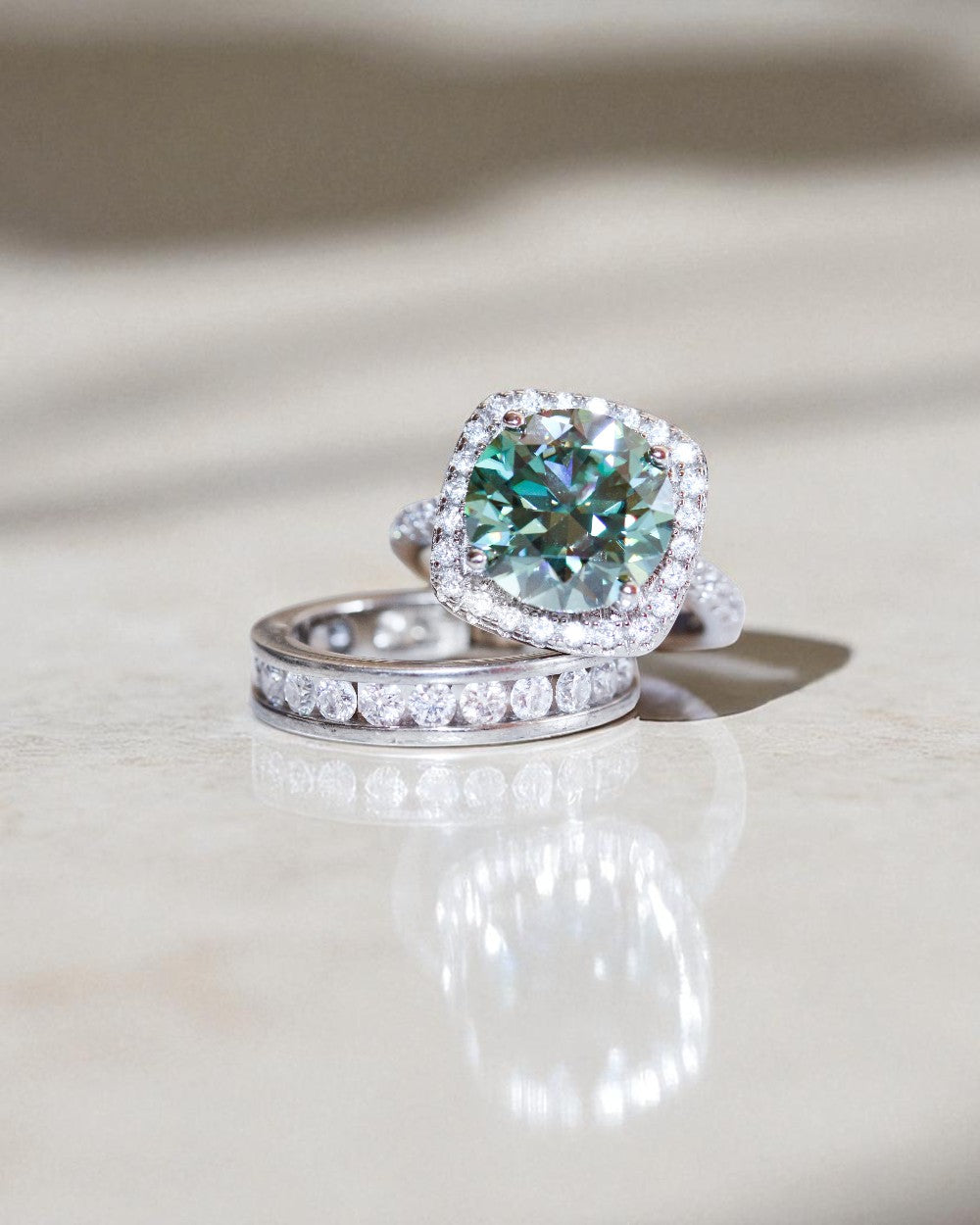 Anel Remy Moissanite Ciano Deep Vivid 5ct