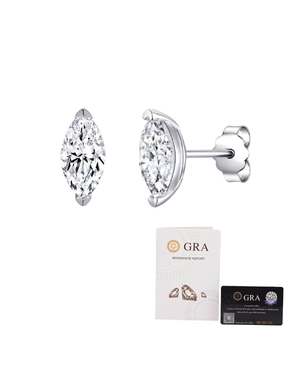 Brinco Navete Moissanite Luxo 0.5ct