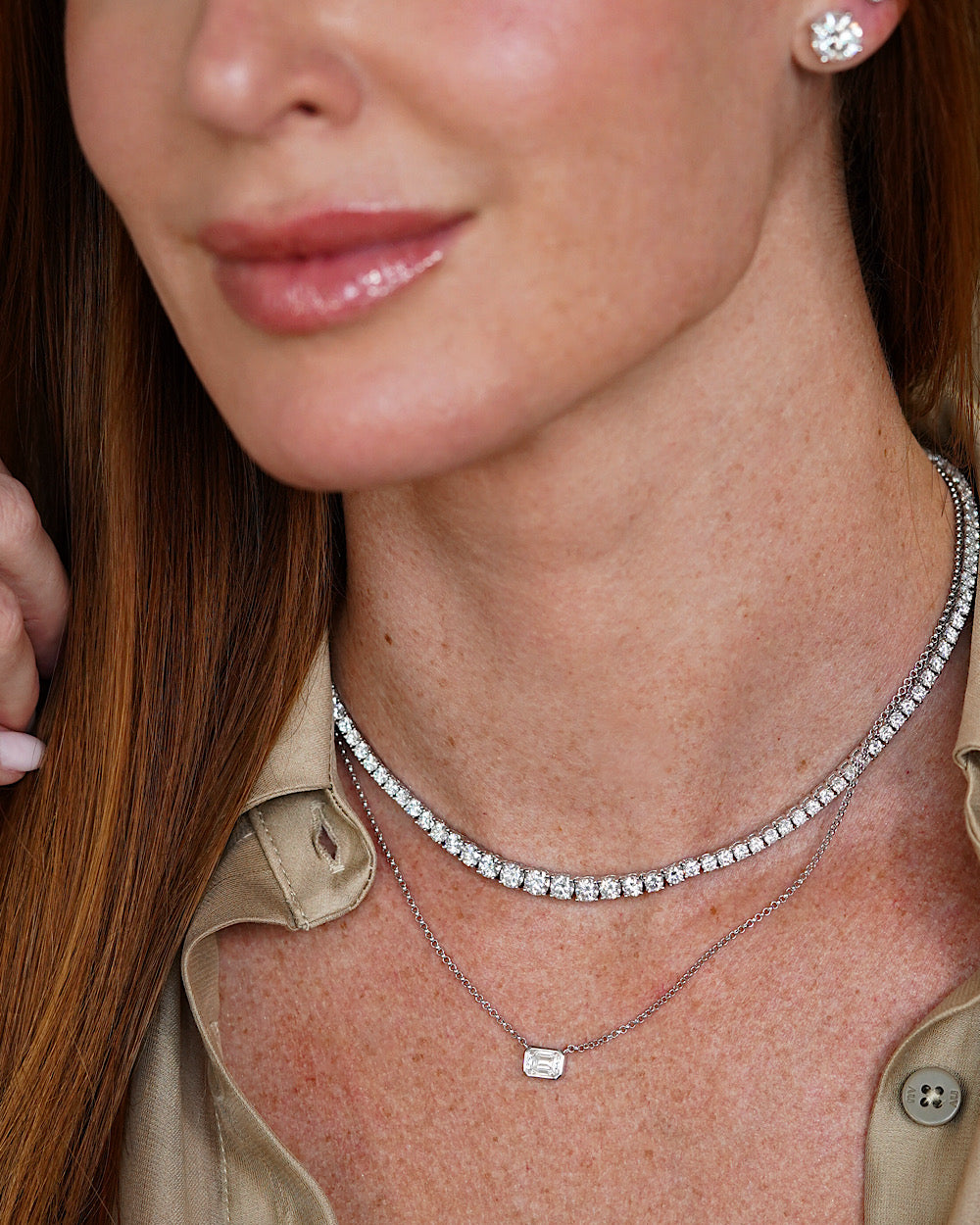 Colar Moissanite Emerald Cut