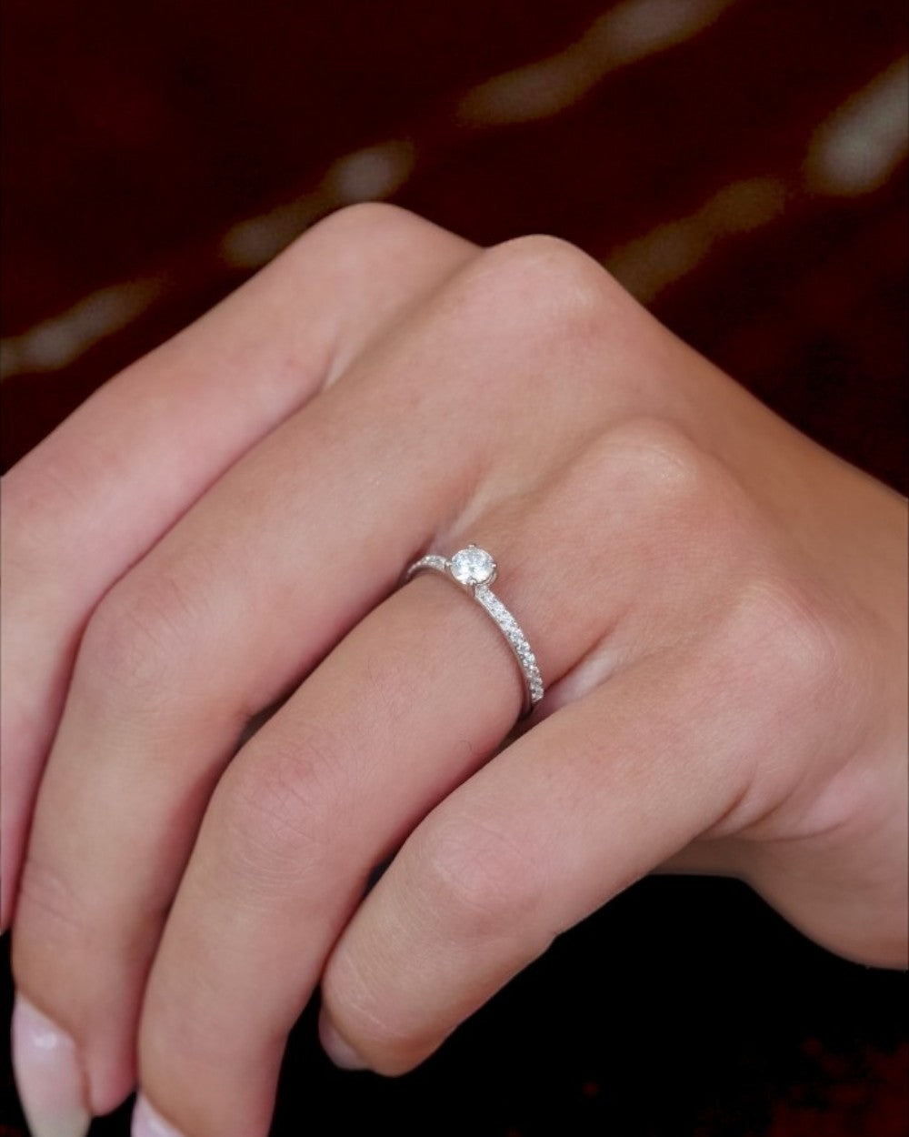 Anel Solitário Amelie Moissanite 30 Pontos