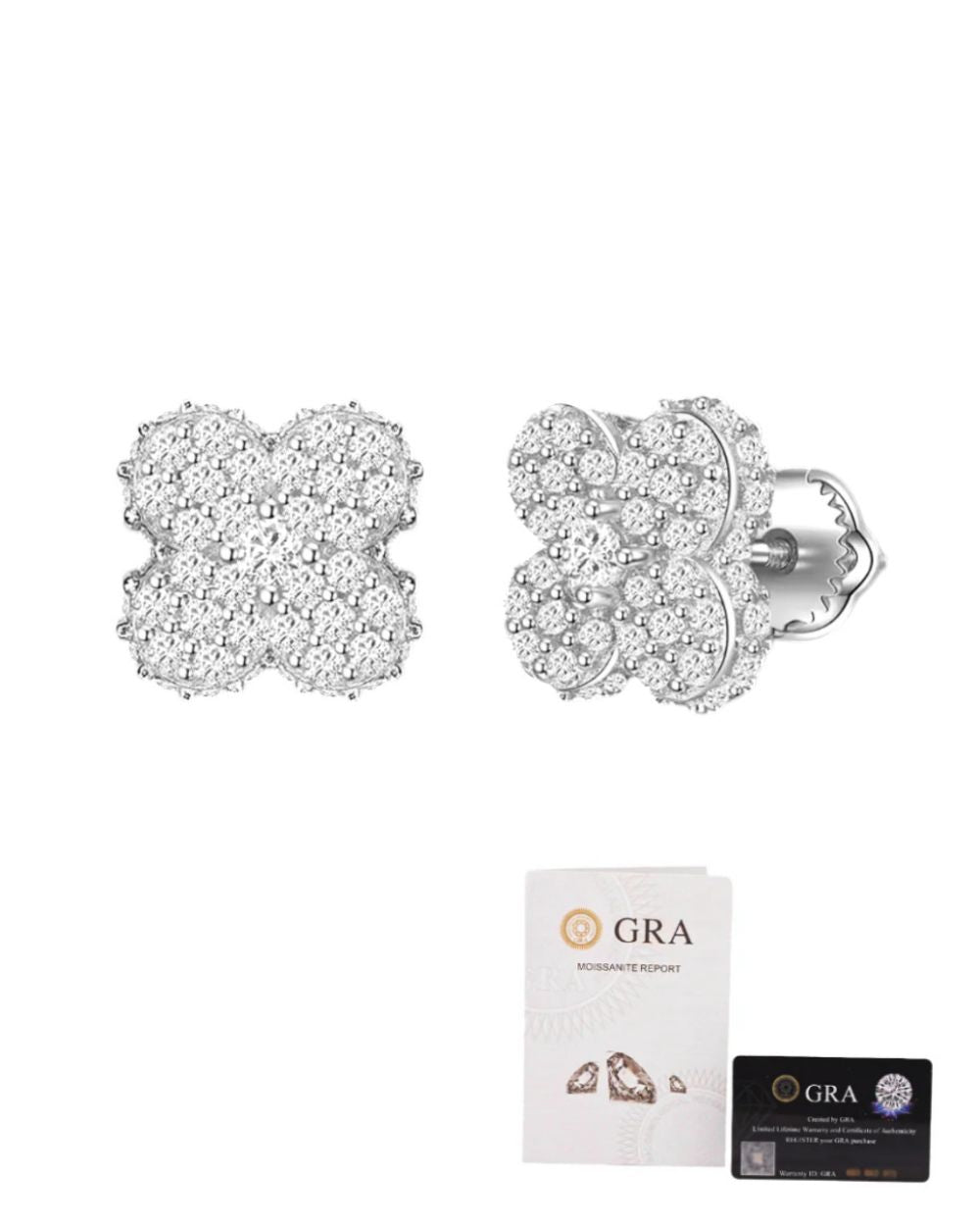 Brinco Trevo Cravejado Moissanite Luxo