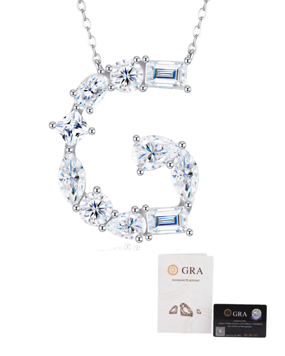 Colar Inicial Moissanite Multi Lapidação Luxo (Escolha o seu)