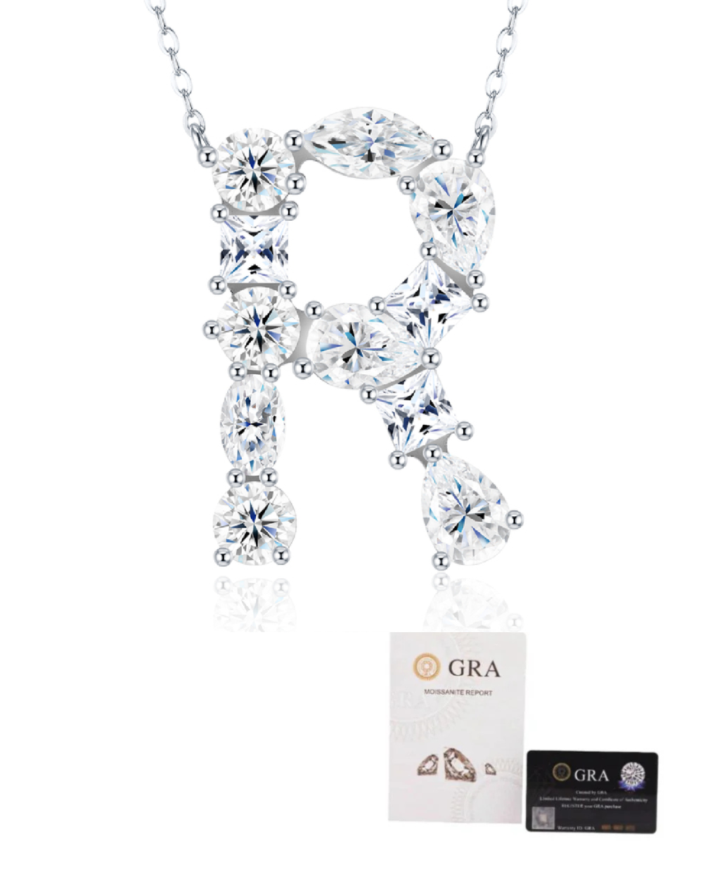 Colar Inicial Moissanite Multi Lapidação Luxo (Escolha o seu)