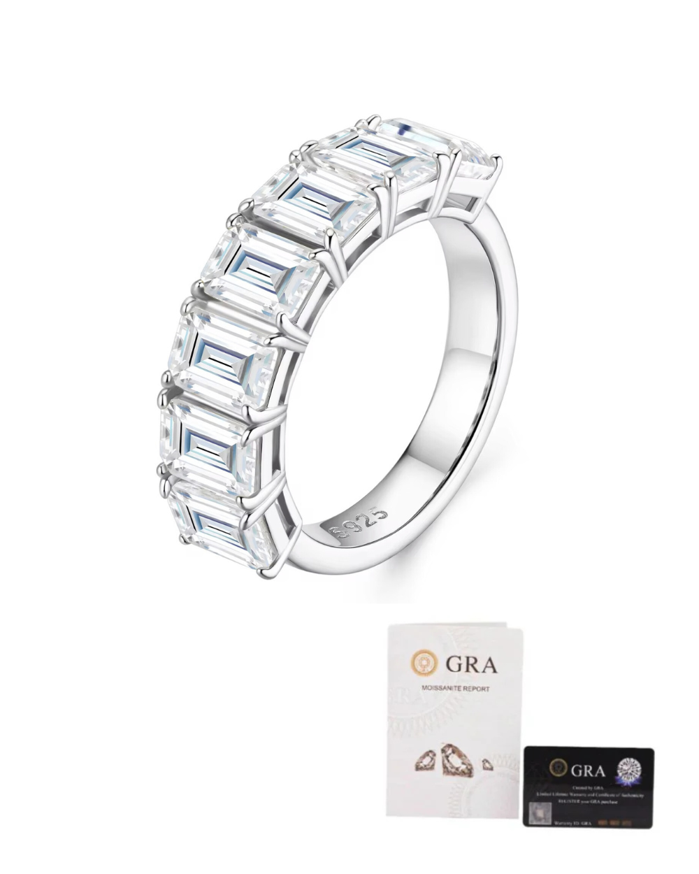 Meia Aliança Baguetes Moissanite Luxo