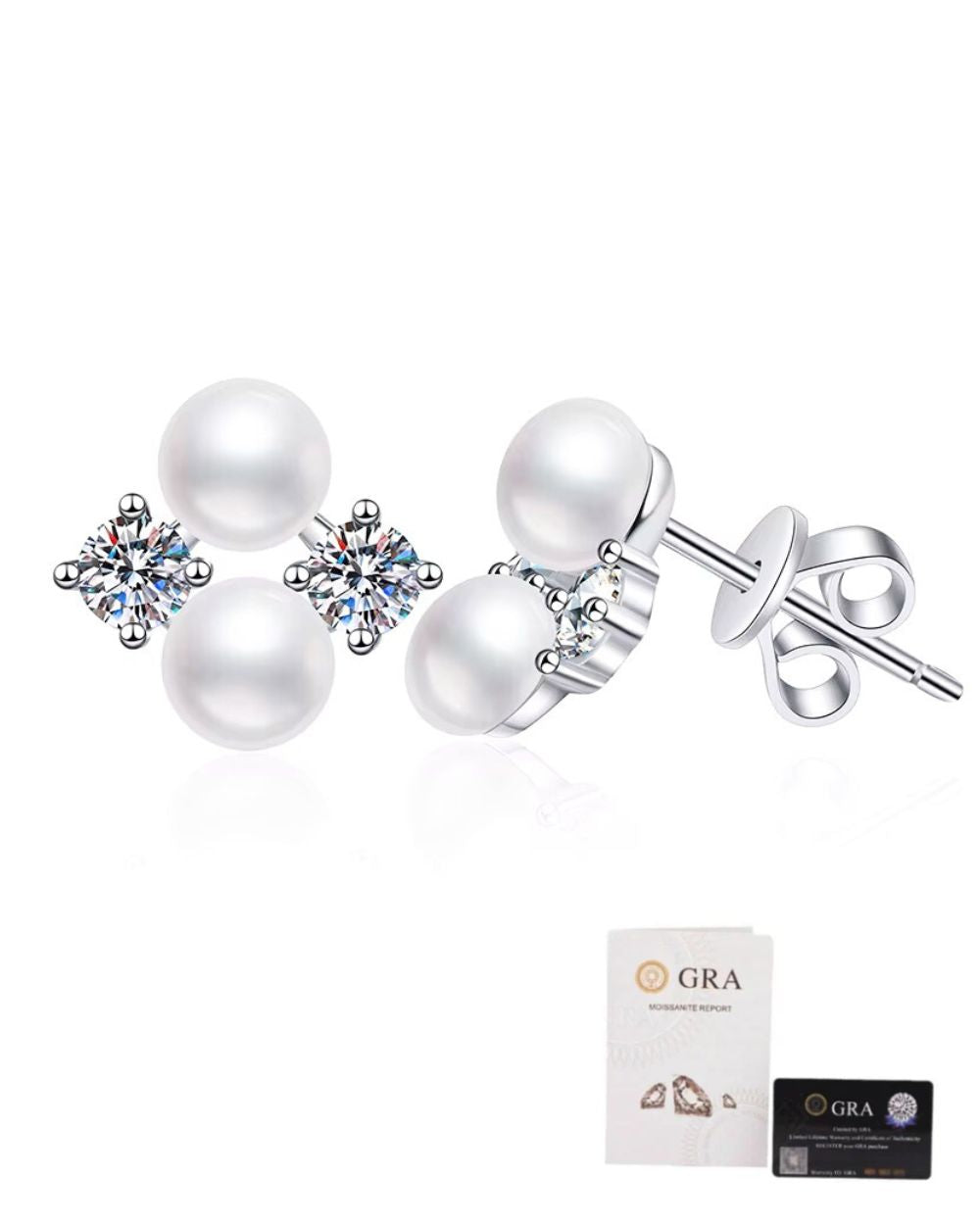 Brinco Double Pearl Moissanite