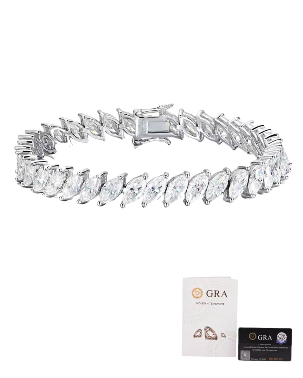 Pulseira Moissanite Navete Luxo