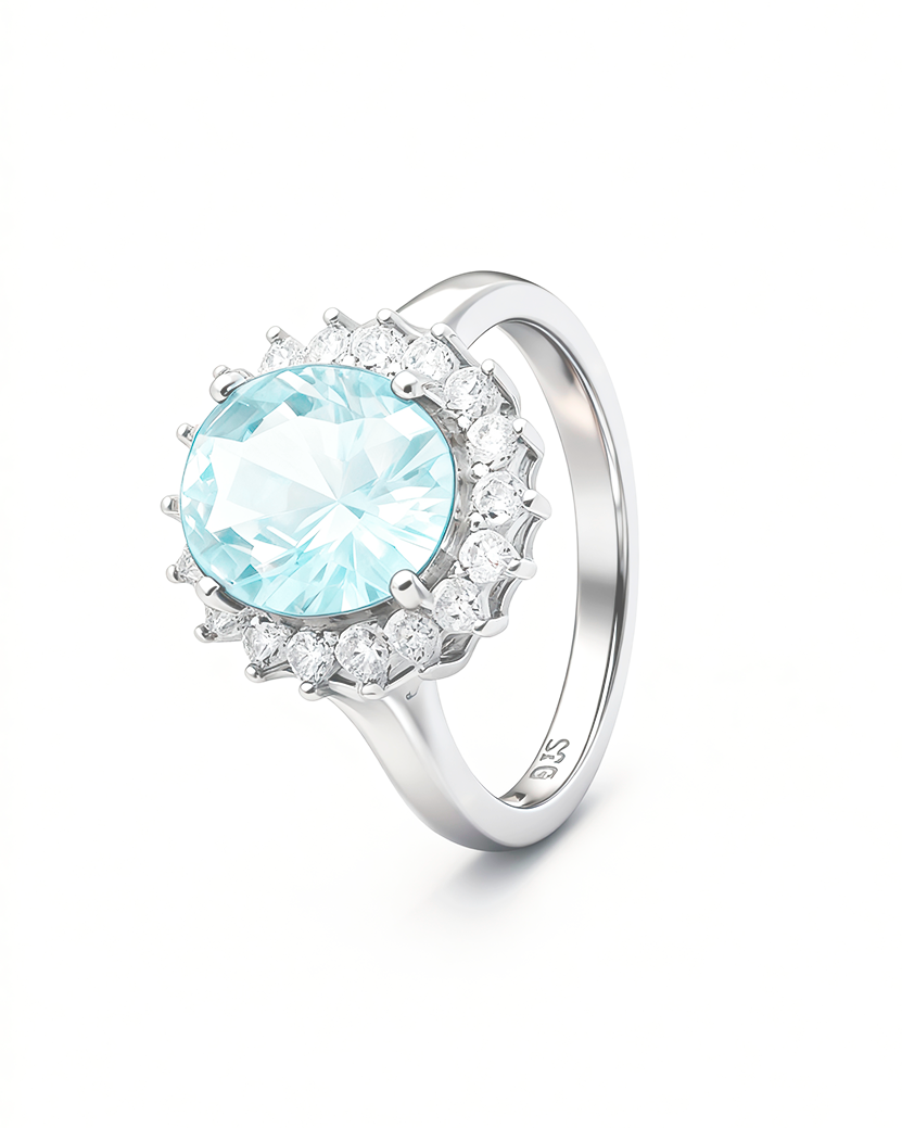 Anel Oval Favorite Água Marinha