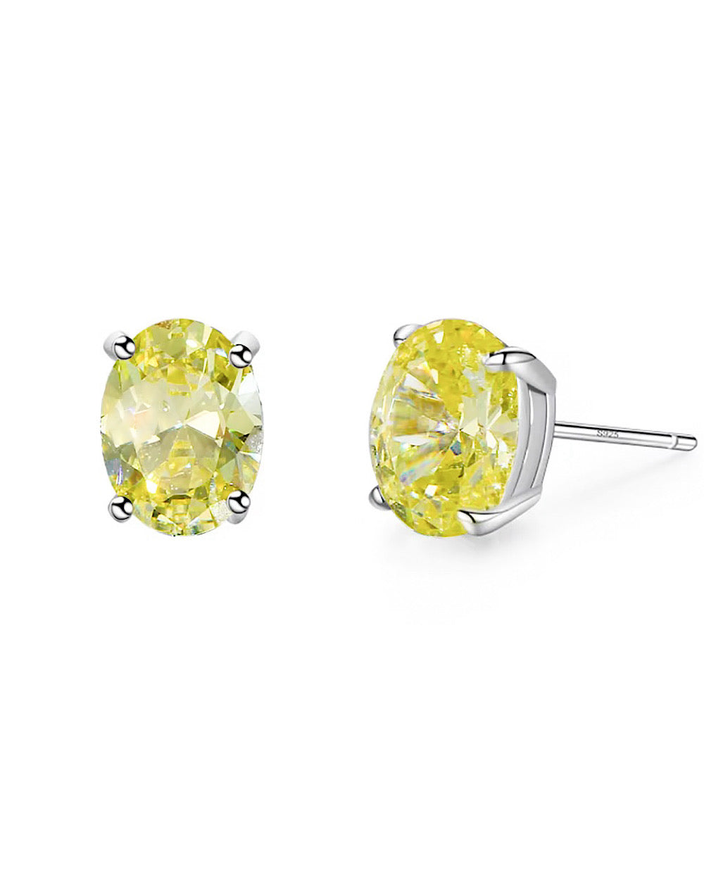 Brinco Solitário Oval Yellow Lime