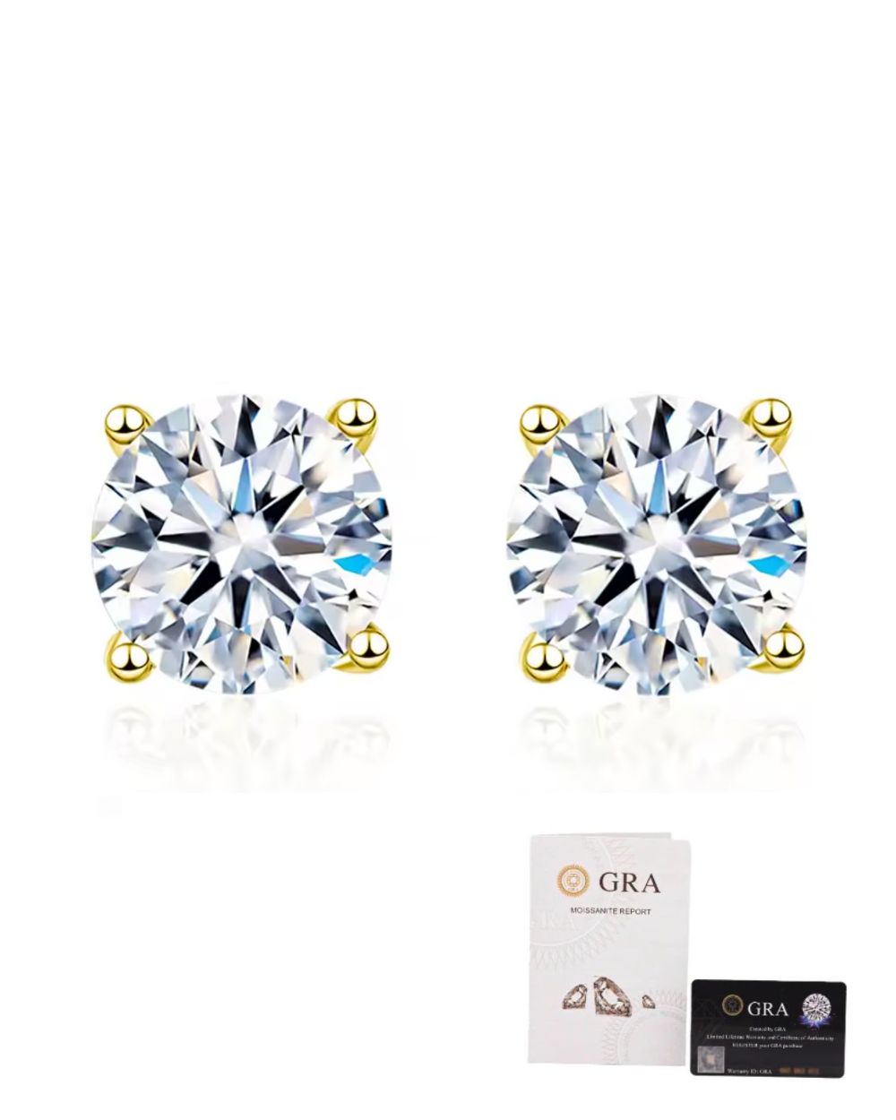 Brinco Solitário Clássico Moissanite Luxo Gold 3ct