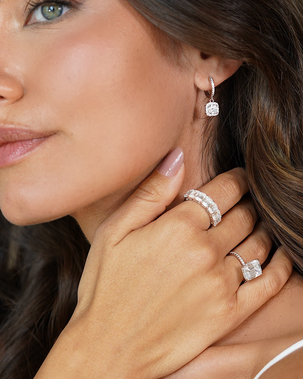 Argola Square Moissanite Luxo