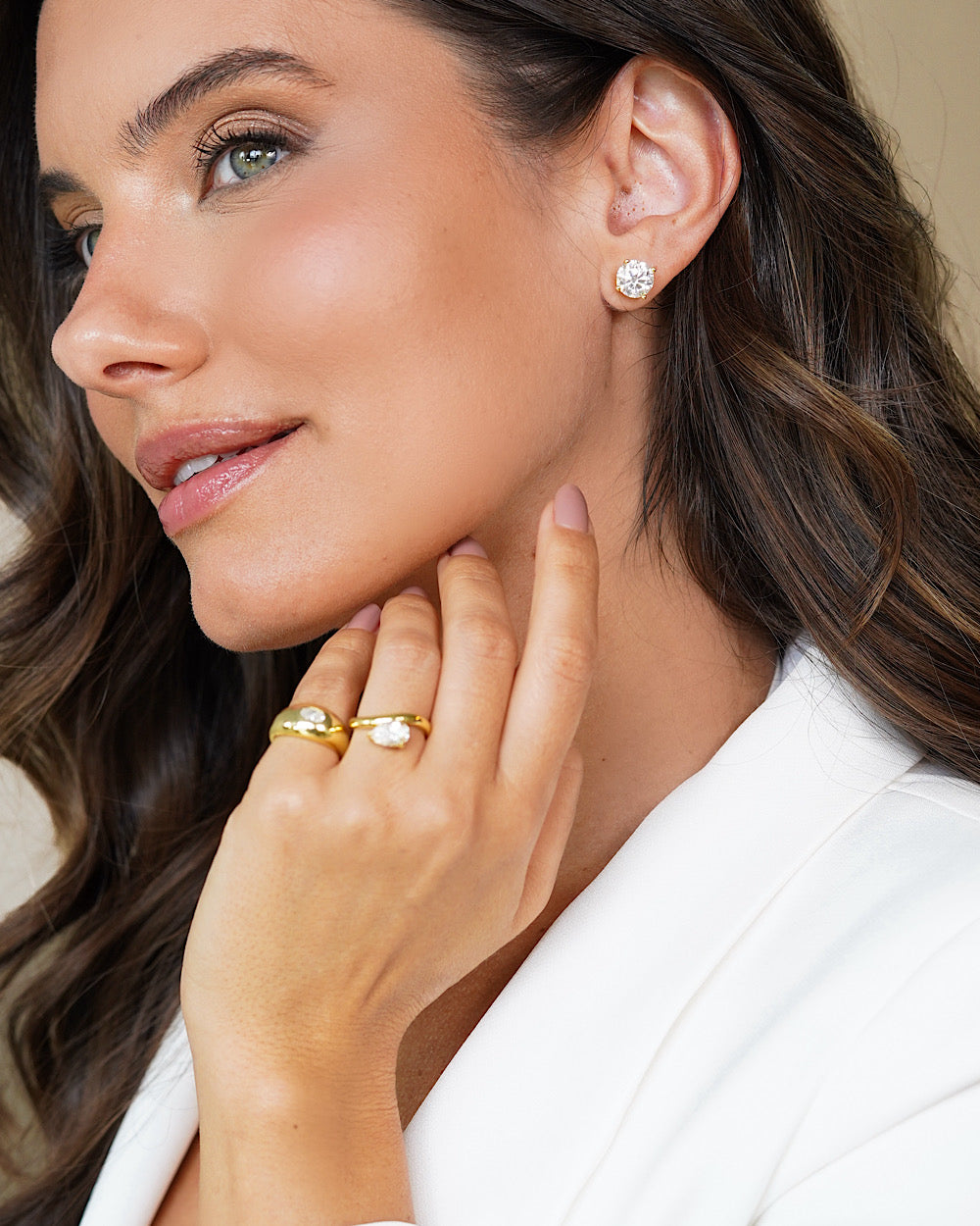 Brinco Solitário Clássico Moissanite Luxo Gold 3ct