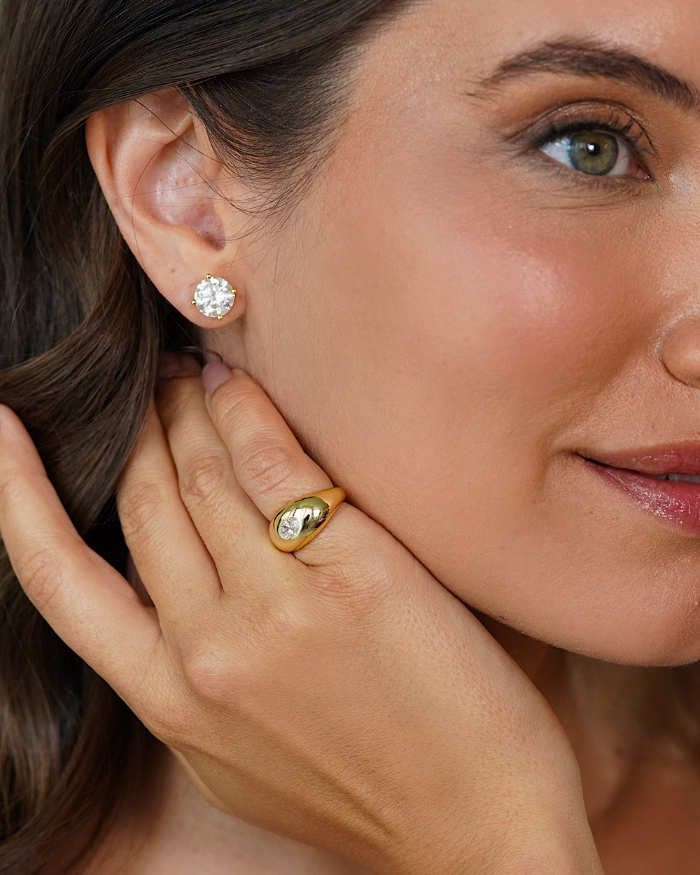 Brinco Solitário Clássico Moissanite Luxo Gold 3ct