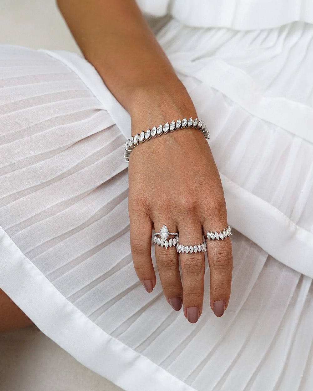 Pulseira Moissanite Navete Luxo