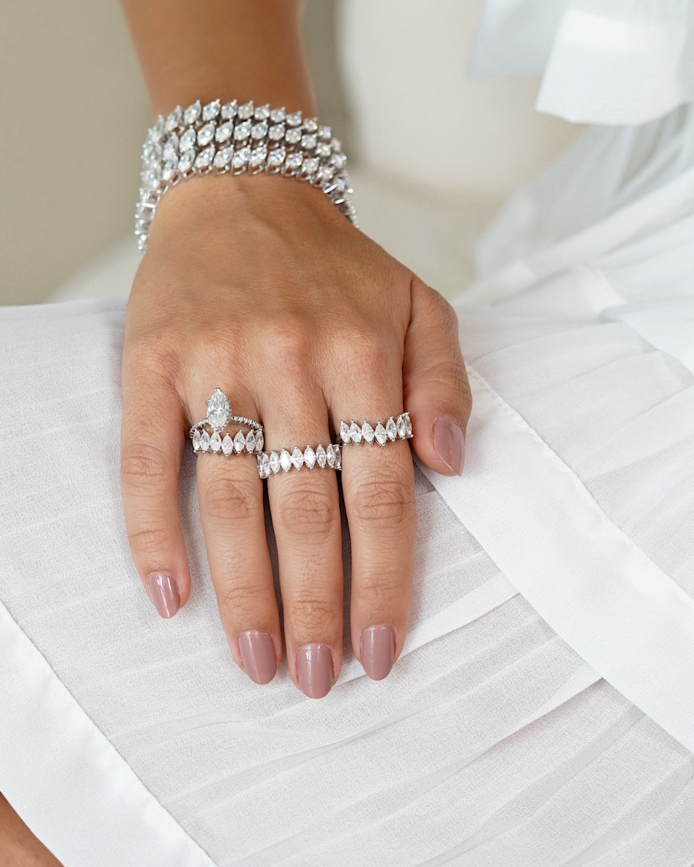 Pulseira Moissanite Navete Luxo